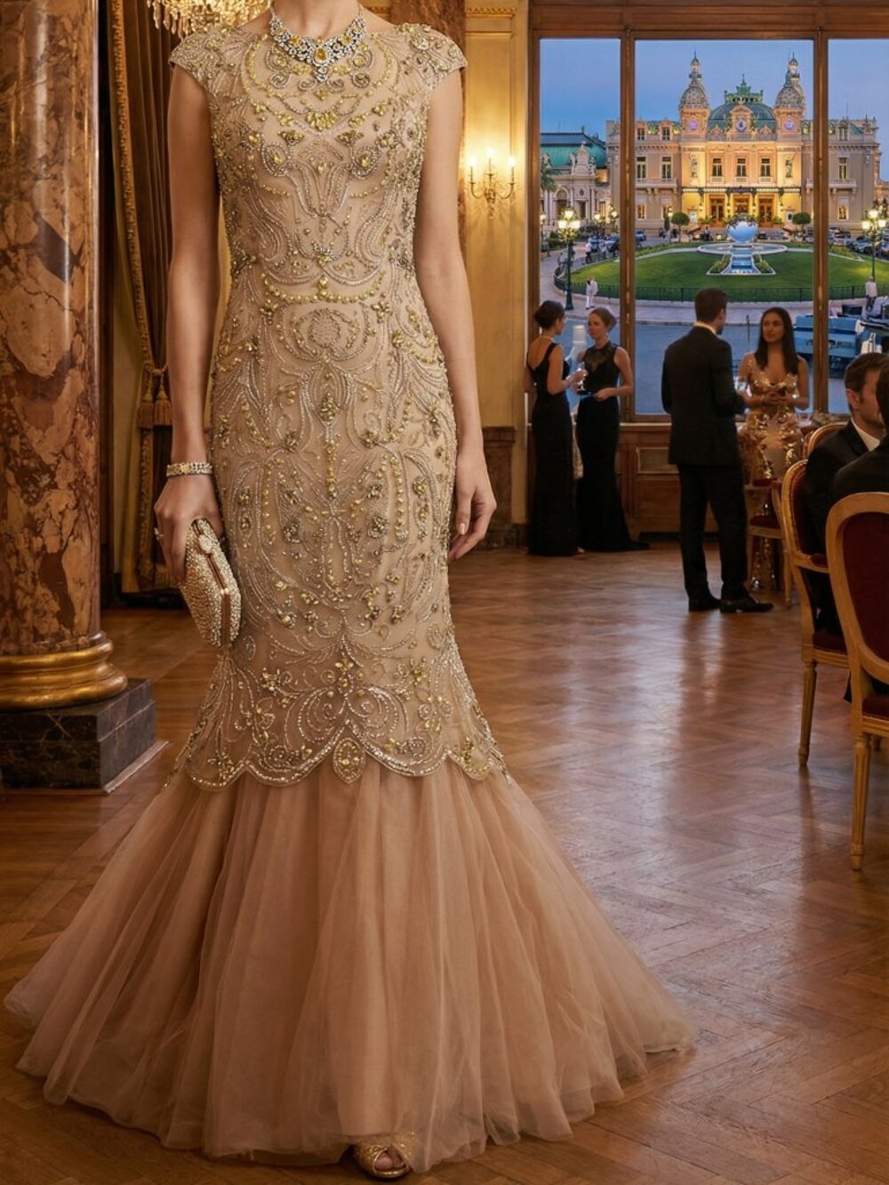 👑Luxury Glamour Designer Couture Wedding Evening Runway Prom Pageant Gown Dress - Picture 2 of 4